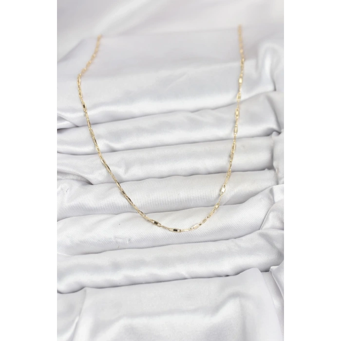 CM 14K Gold Renk Pirinç Ataç Zincir 60 cm Kadın Kolye