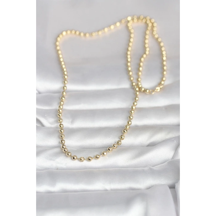 CM 14K Gold Renk Top Zincirli Model 60 cm Kadın Kolye