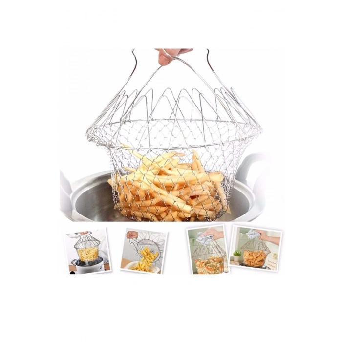 Çok Fonksiyonlu Pratik Süzgeç Katlanır - Kızartma Haşlama Aparatı -Chef Basket