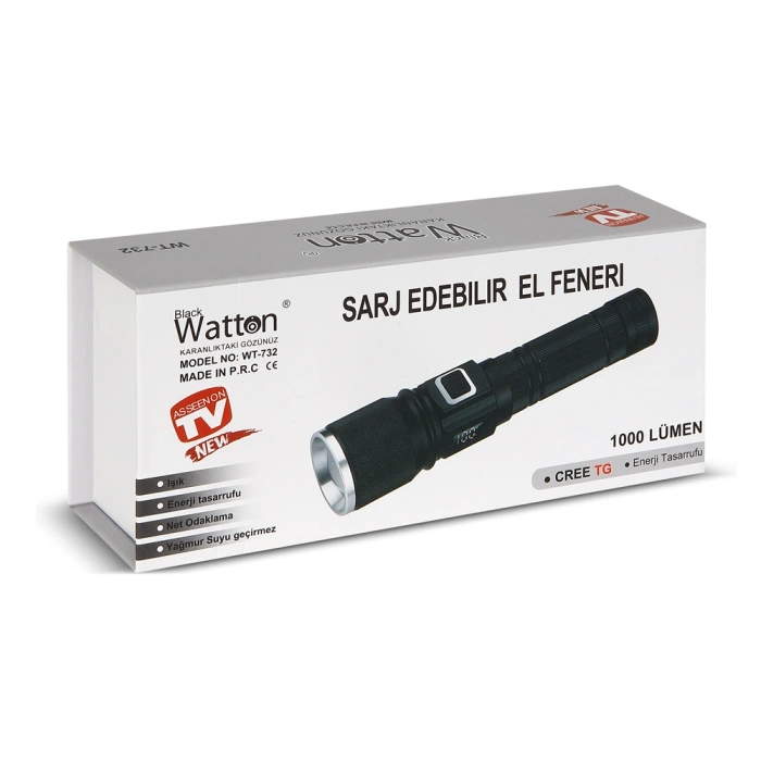 CREE TG LED 1000 LÜMEN GÖSTERGELİ FONKSİYONEL EL FENERİ WATTON WT-732