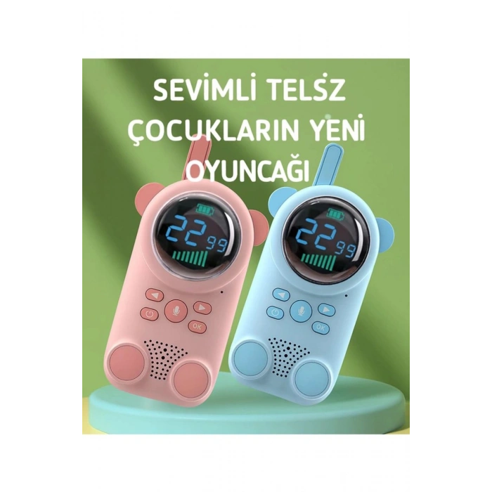 Çuklar Için Kamp Yürüyüş El Telsizi Şarj Edılebılır 3km Menzil Pembe