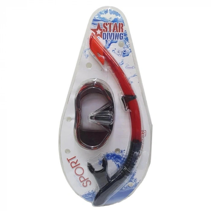 Dalış Maskesi ve Snorkel Yetişkin - 517-KIRMIZI - 1 ADET