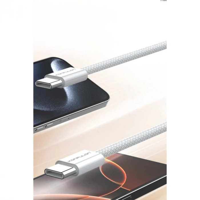 Dc130 2m 60w Type-c To Type-c Örgülü Hızlı Şarj Kablosu - Beyaz