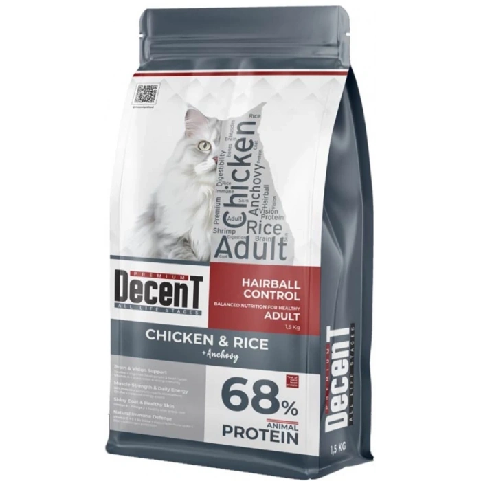 Decent Tuklu Yetişkin Kedi sı 1,5 Kg Control Tuk & Pirinç Yetişkin Kedi sı