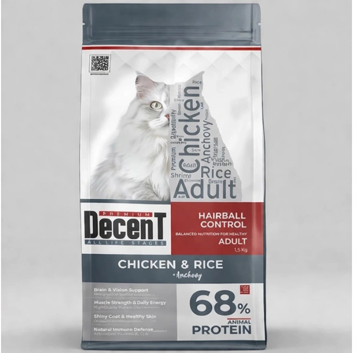 Decent Tuklu Yetişkin Kedi sı 1,5 Kg Control Tuk & Pirinç Yetişkin Kedi sı