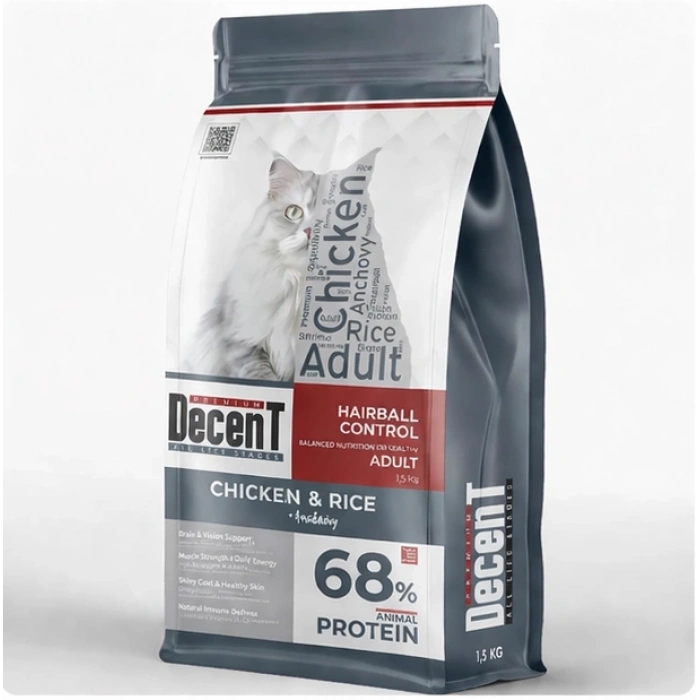 Decent Tuklu Yetişkin Kedi sı 1,5 Kg Control Tuk & Pirinç Yetişkin Kedi sı
