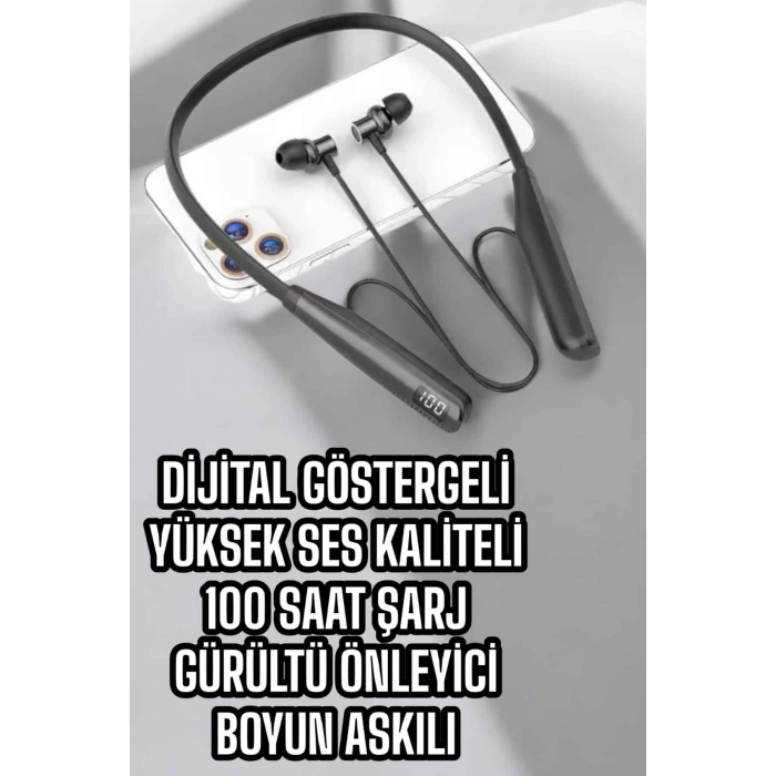 Dijital Batarya Göstergeli Bluetooth Özellikli Boyun Askılı Kulaklık
