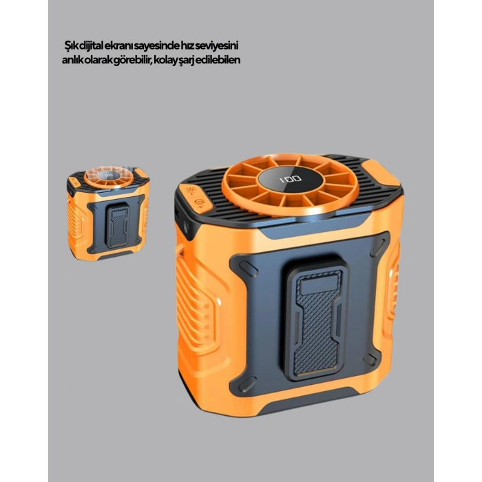 Dijital Ekranlı Turbo Mini Fan – 3 Kademeli Hız, Sessiz Çalışma ve TypeC Şarj