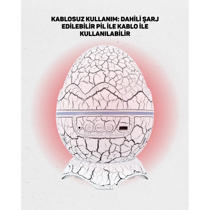 Dinozor Yumurtası Galaksi Projektör Gece Lambası 4ü 1 Arada – Bluetooth Hoparlörlü