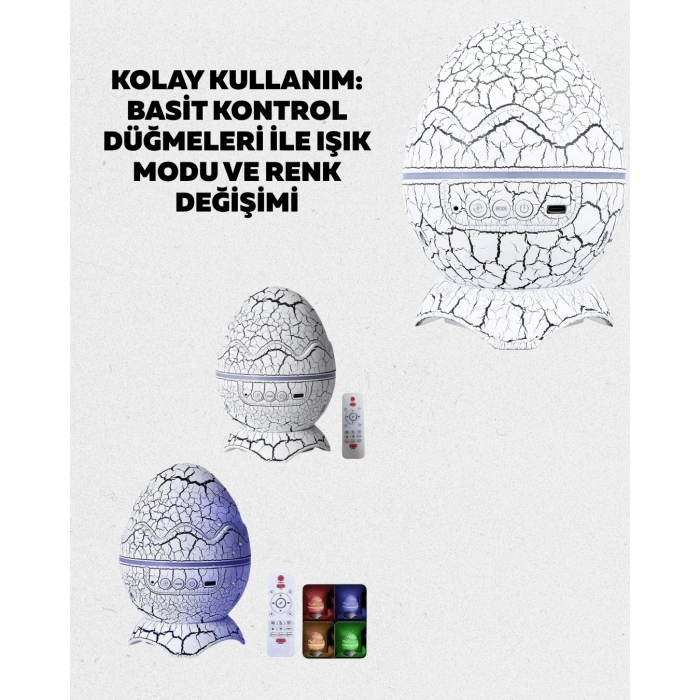 Dinozor Yumurtası Tasarımlı Projektörlü Gece Lambası