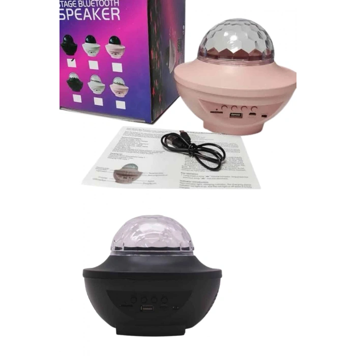 Dönen Işıklı Disko Topu Projektör Müzik Çalarlı Disco Speaker