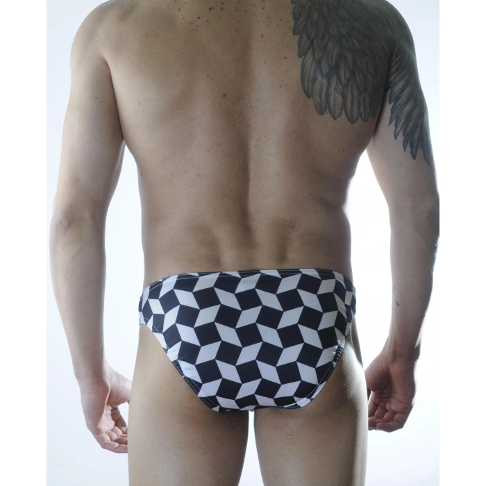 Erkek 3D Küp Desenli Slip Çamaşır