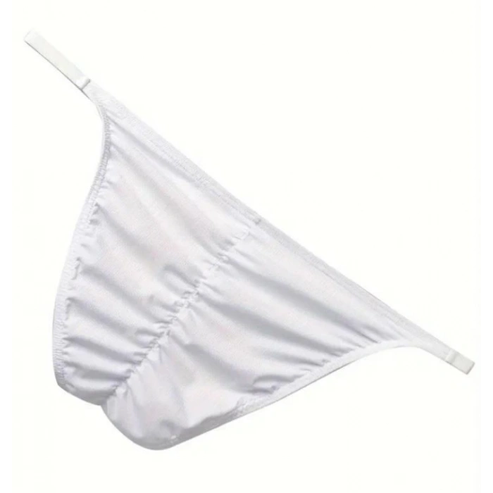 Erkek Beyaz Büzgülü Slip İç Giyim