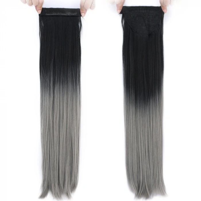 Fiber Sen Sihirli At Kuyruğu / Siyah / Gri Ombreli