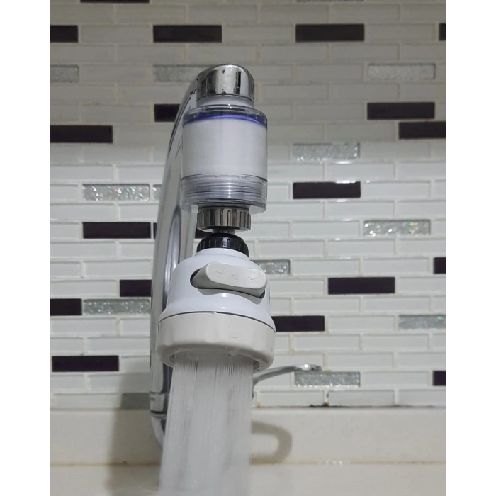 Filtreli Kireç Önleyici 360 Derece Dönen Hareketli Musluk Başlığı - 3 Fonksiyonlu -