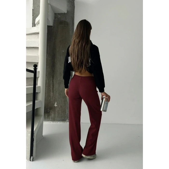 Fit comfort bej salaş pantolon bordo