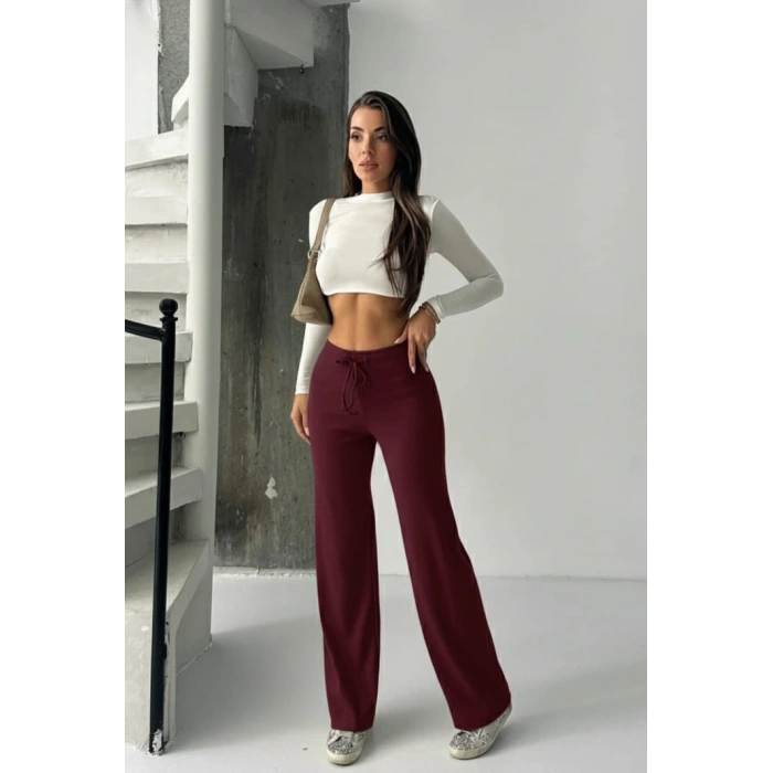 Fit comfort bej salaş pantolon bordo