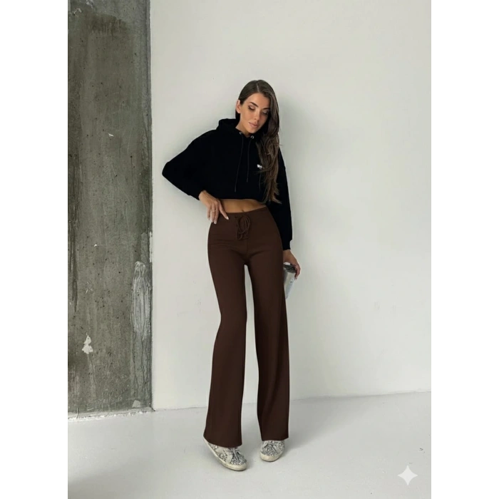 Fit comfort bej salaş pantolon kahve