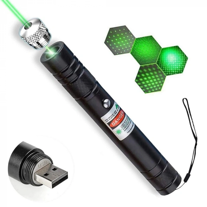 Fithome 100mw Desen Başlıklı Usb Şarjlı Yeşil