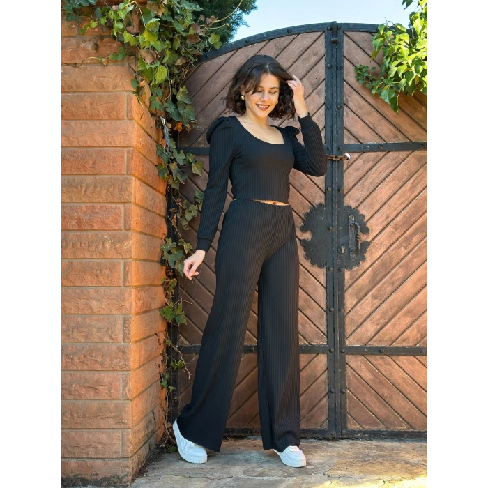 Fitilli prenses kol alt üst takım siyah