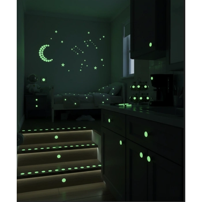 Fosforlu Etiket Karanlıkta Işık Veren Yıldız Tozu Etiketleri