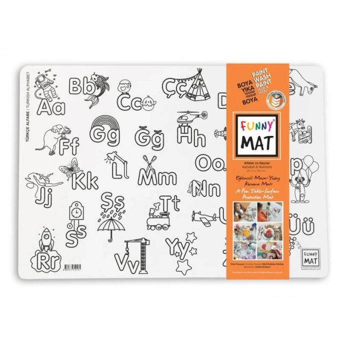 Funny Mat Alfaba & Sayılar 25X35Cm 2Li Paket Beyaz Seri
