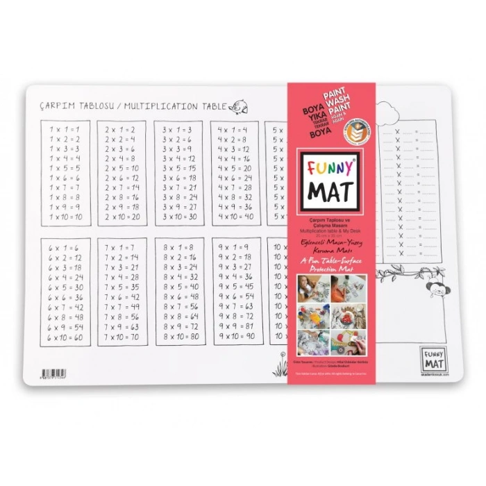 Funny Mat Çarpım Tablosu & Çalışma Masam 25X35Cm 2Li Paket Beyaz Seri