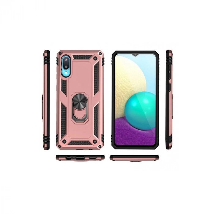 Galaxy A02 Kılıf Sofya Yüzüklü  Kapak - Rose