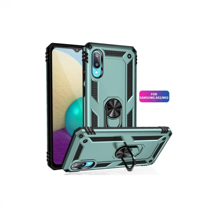 Galaxy A02 Kılıf Sofya Yüzüklü  Kapak - Yeşil