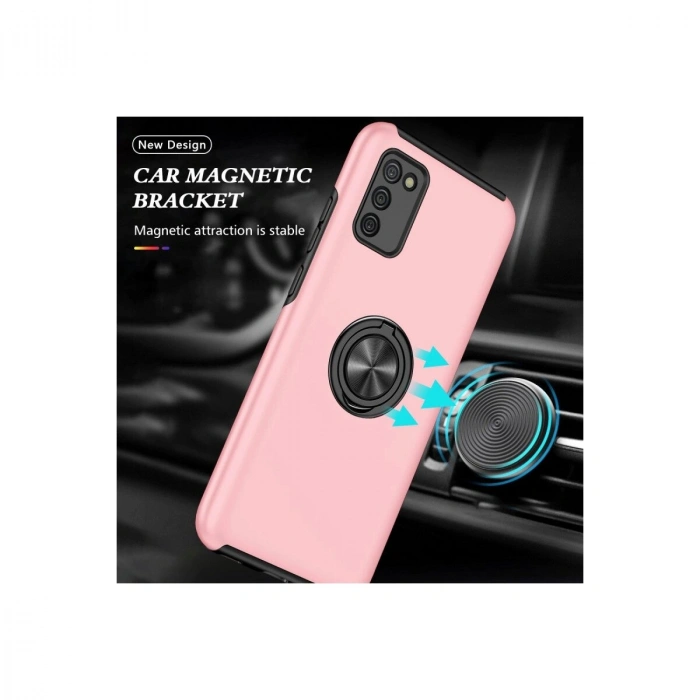 Galaxy A02s Kılıf Elit Yüzüklü Kapak - Pembe