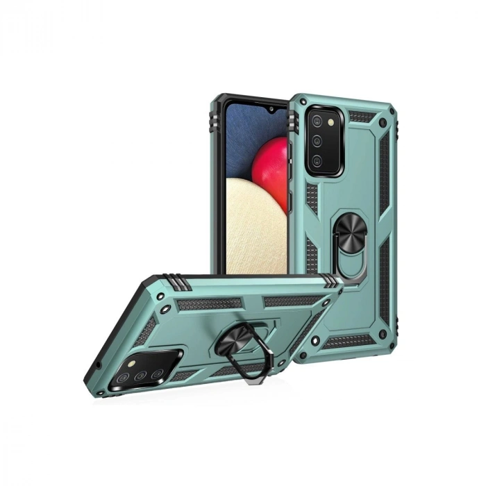 Galaxy A02s Kılıf Sofya Yüzüklü  Kapak - Yeşil