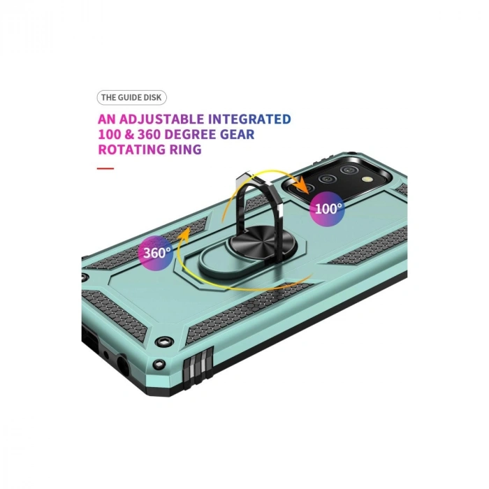 Galaxy A02s Kılıf Sofya Yüzüklü  Kapak - Yeşil