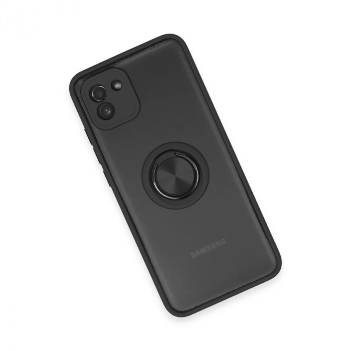 Galaxy A03 Kılıf Montreal Yüzüklü  Kapak - Siyah