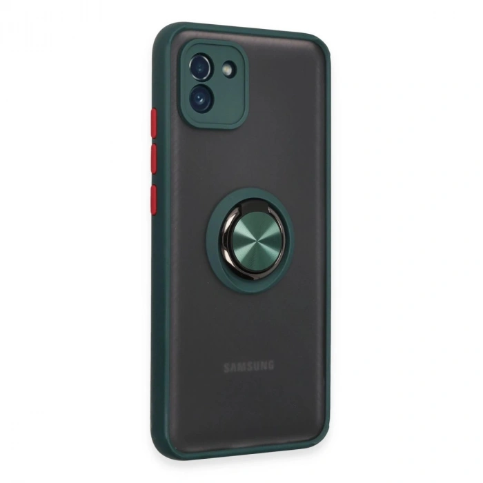 Galaxy A03 Kılıf Montreal Yüzüklü  Kapak - Yeşil