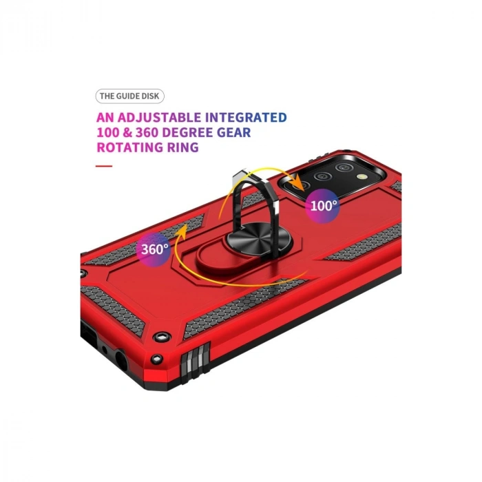 Galaxy A03s Kılıf Sofya Yüzüklü  Kapak - Kırmızı