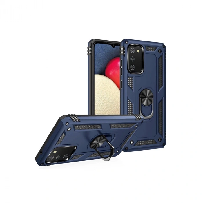 Galaxy A03s Kılıf Sofya Yüzüklü  Kapak - Lacivert