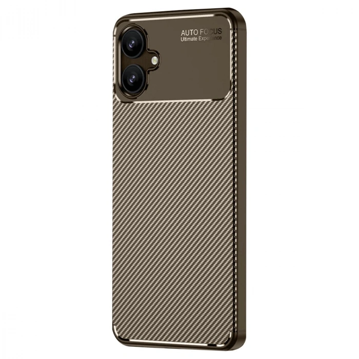 Galaxy A06 Kılıf Auto Fus Karbon Kapak - Kahverengi