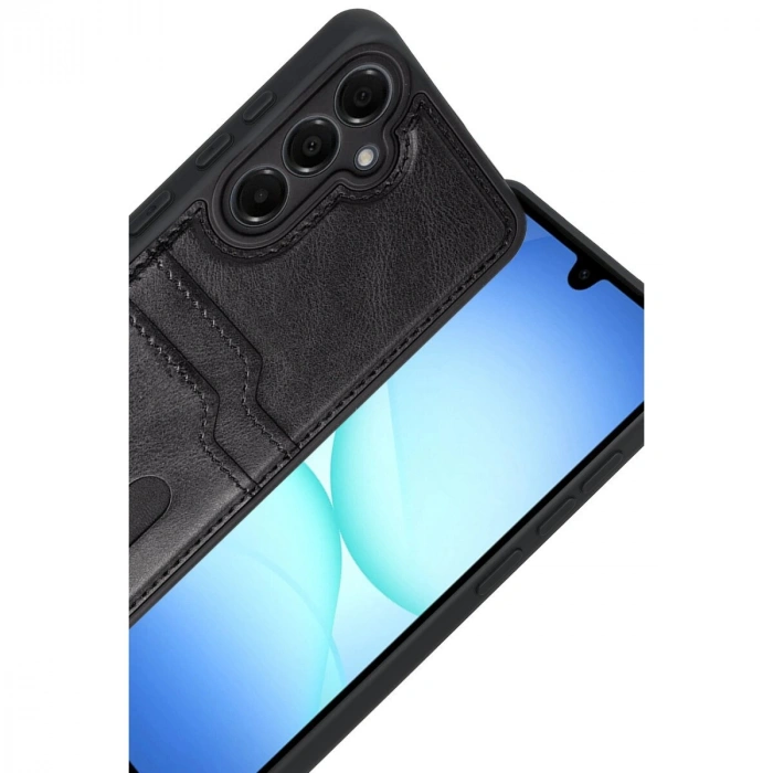 Galaxy A17 5g Sara Kartvizitli Deri Kılıf - Siyah
