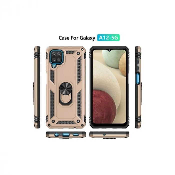 Galaxy A22 Kılıf Sofya Yüzüklü  Kapak - Gold