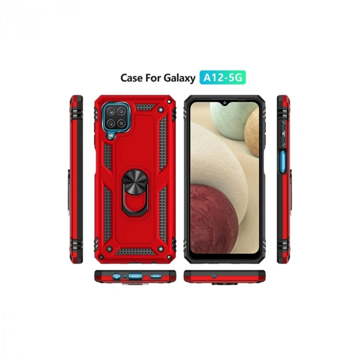 Galaxy A22 Kılıf Sofya Yüzüklü  Kapak - Kırmızı