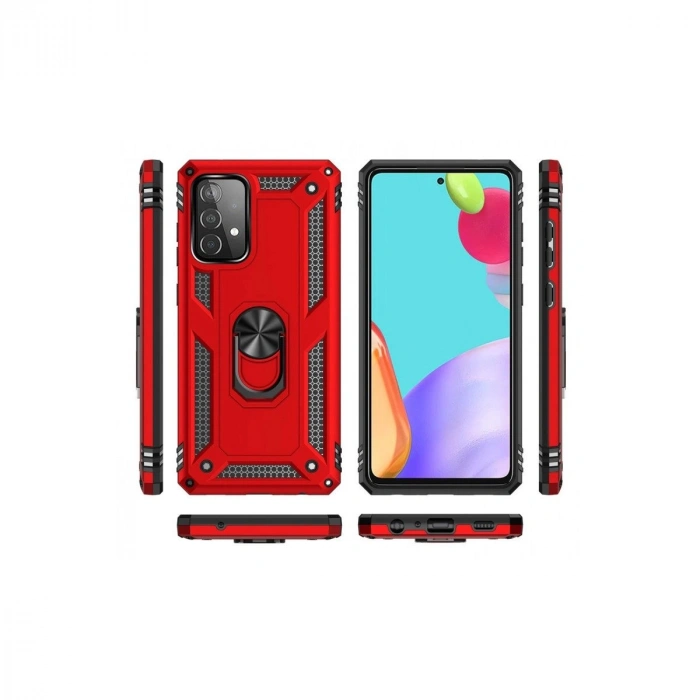 Galaxy A52 Kılıf Sofya Yüzüklü  Kapak - Kırmızı