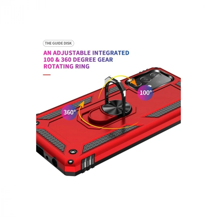 Galaxy A52 Kılıf Sofya Yüzüklü  Kapak - Kırmızı