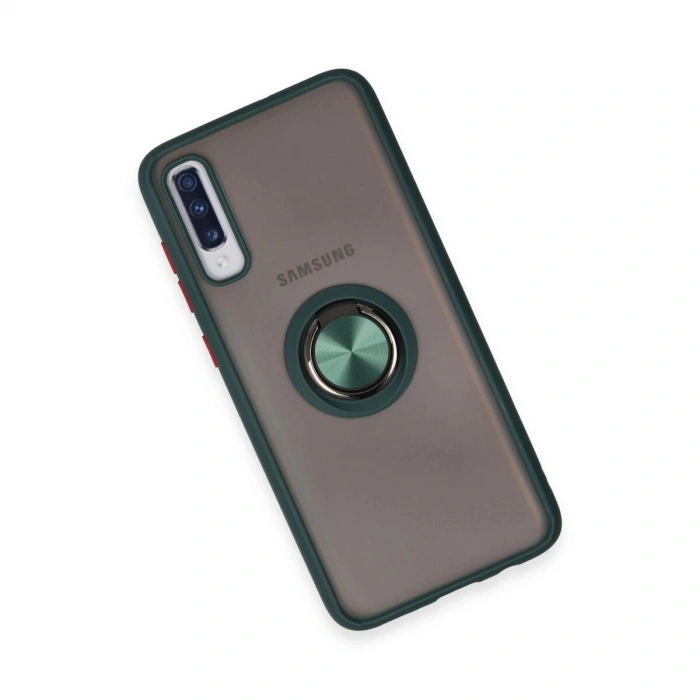 Galaxy A70 Kılıf Montreal Yüzüklü  Kapak - Yeşil