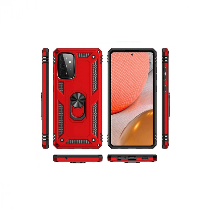 Galaxy A72 Kılıf Sofya Yüzüklü  Kapak - Kırmızı