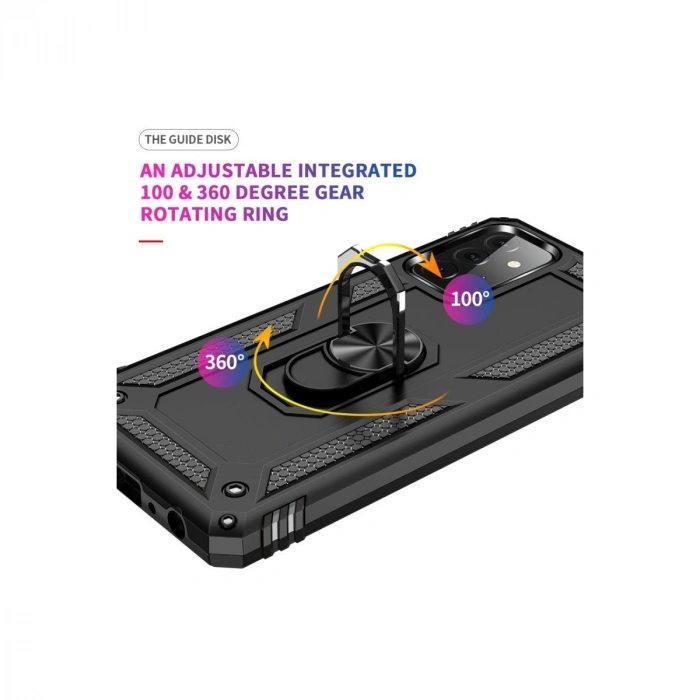 Galaxy A72 Kılıf Sofya Yüzüklü  Kapak - Siyah