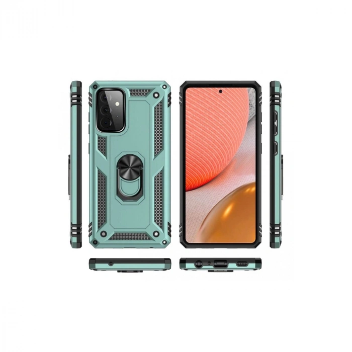 Galaxy A72 Kılıf Sofya Yüzüklü  Kapak - Yeşil
