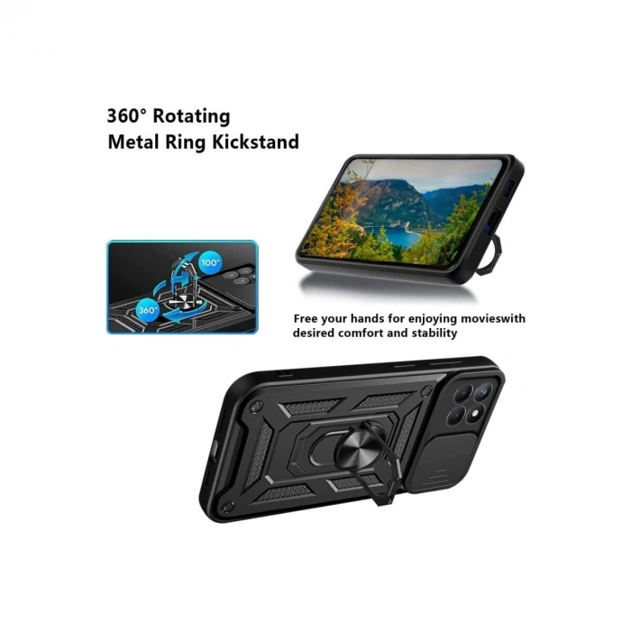 Galaxy M15 Kılıf Pars Lens Yüzüklü  - Lacivert