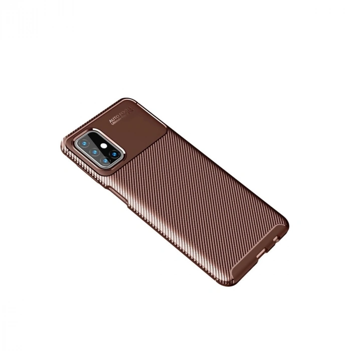 Galaxy M31s Kılıf Auto Fus Karbon Kapak - Kahverengi
