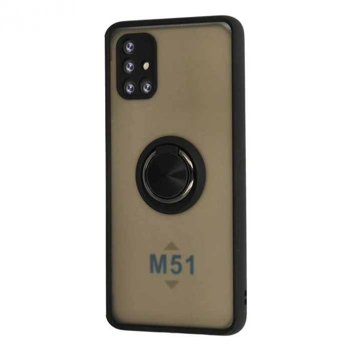 Galaxy M51 Kılıf Montreal Yüzüklü  Kapak - Siyah