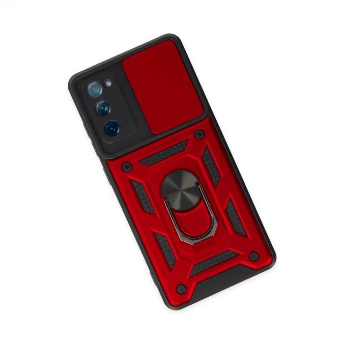 Galaxy S20 Fe Kılıf Pars Lens Yüzüklü  - Kırmızı